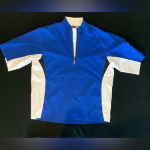 Mens FootJoy FJ windshirt short sleeve 1/2 zip pullover. Size L. Bright Blue.